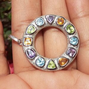 925 Multi Gemstone, Multi Shape Pendant. FIRM.